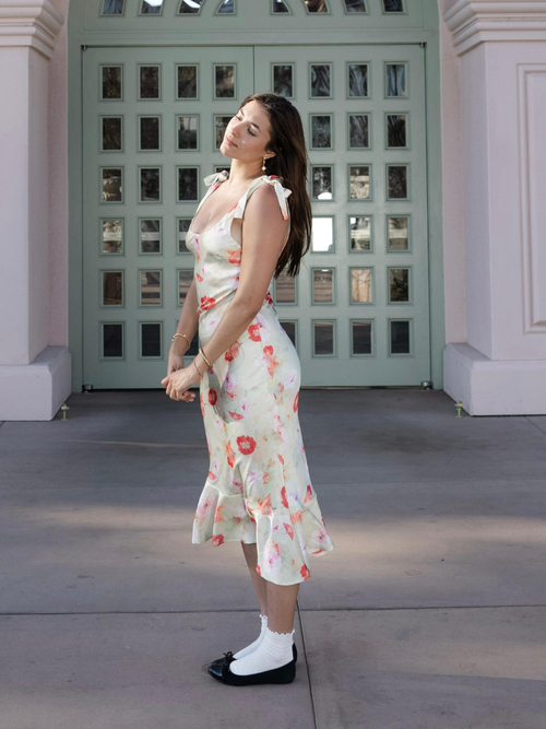 Vestido verde con flores