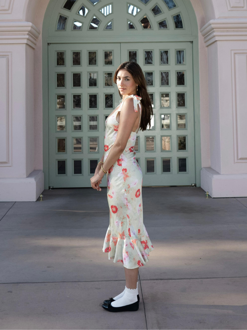Vestido verde con flores